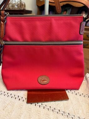 Dooney & Bourke Red Nylon Crossbody with Leather Trim
